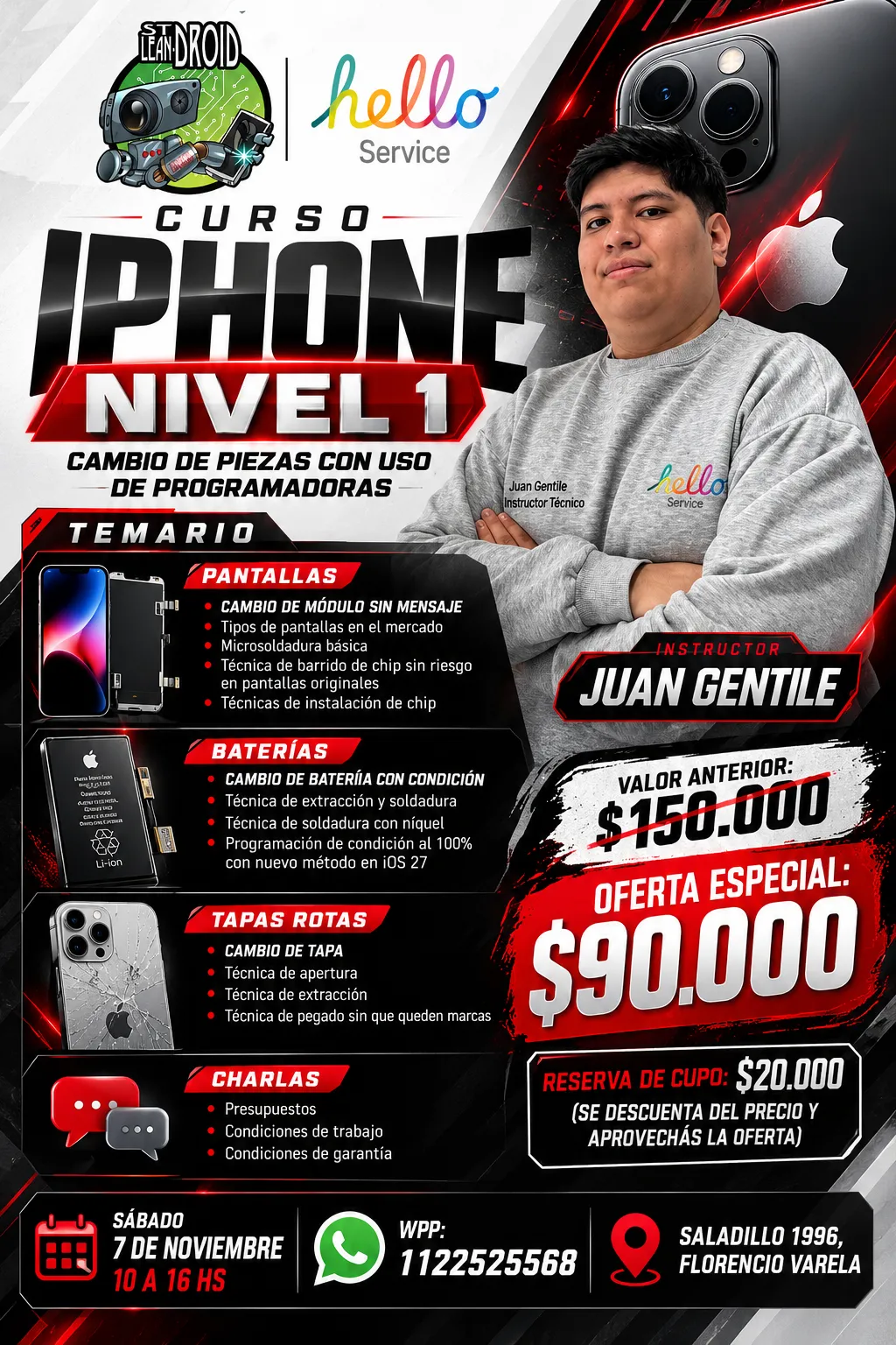 Cambio de piezas iPhone alta gama NIVEL 1