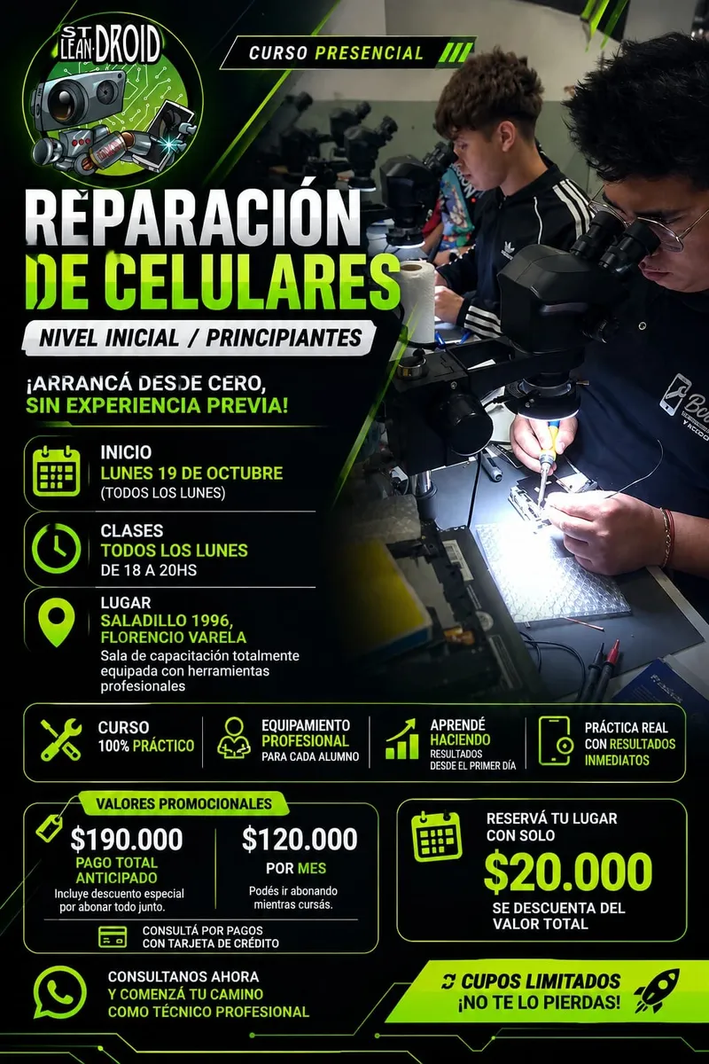 Flyer: curso inicial REPARACION DE  CELULARES
